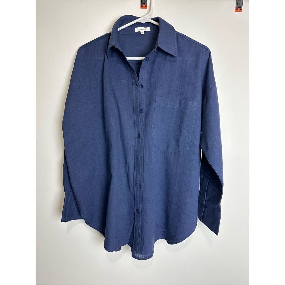 Navy Linen Button Up Shirt